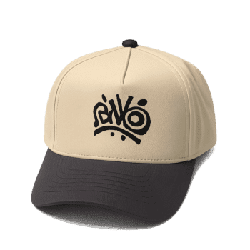 Two-Tone Embroidered Snapback Hat – Cream Crown & Charcoal Gray Brim Streetwear Cap